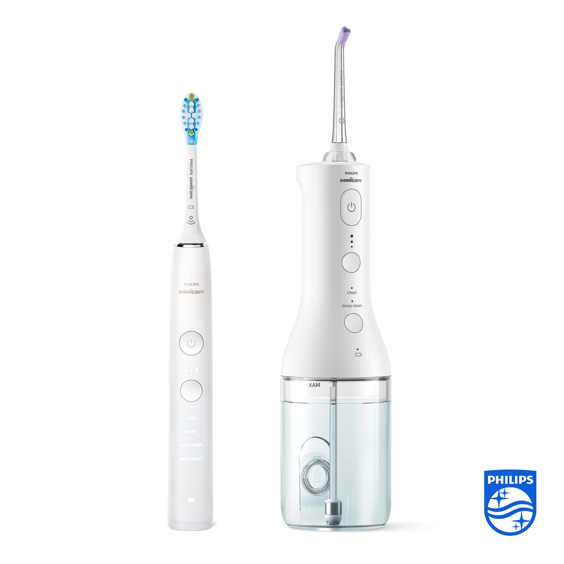 Philips Sonicare Irrigatore orale senza filo Power Flosser 3000 e spazzolino elettrico DiamondClean 9000 modello HX3866/41