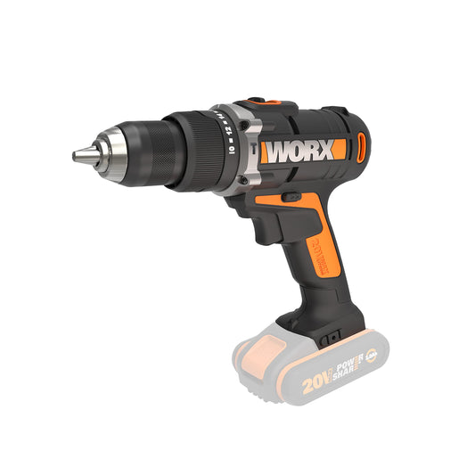 Worx WX372.9 Trapano Avvitatore con Percussione a Batteria 20V, 13 mm