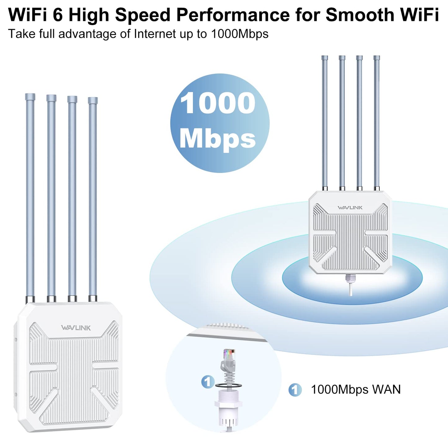 WAVLINK WiFi6 Outdoor Wireless Access Point/WiFi ripetitore/router, Dual Band 2.4G+5G AX1800M Mesh Extender