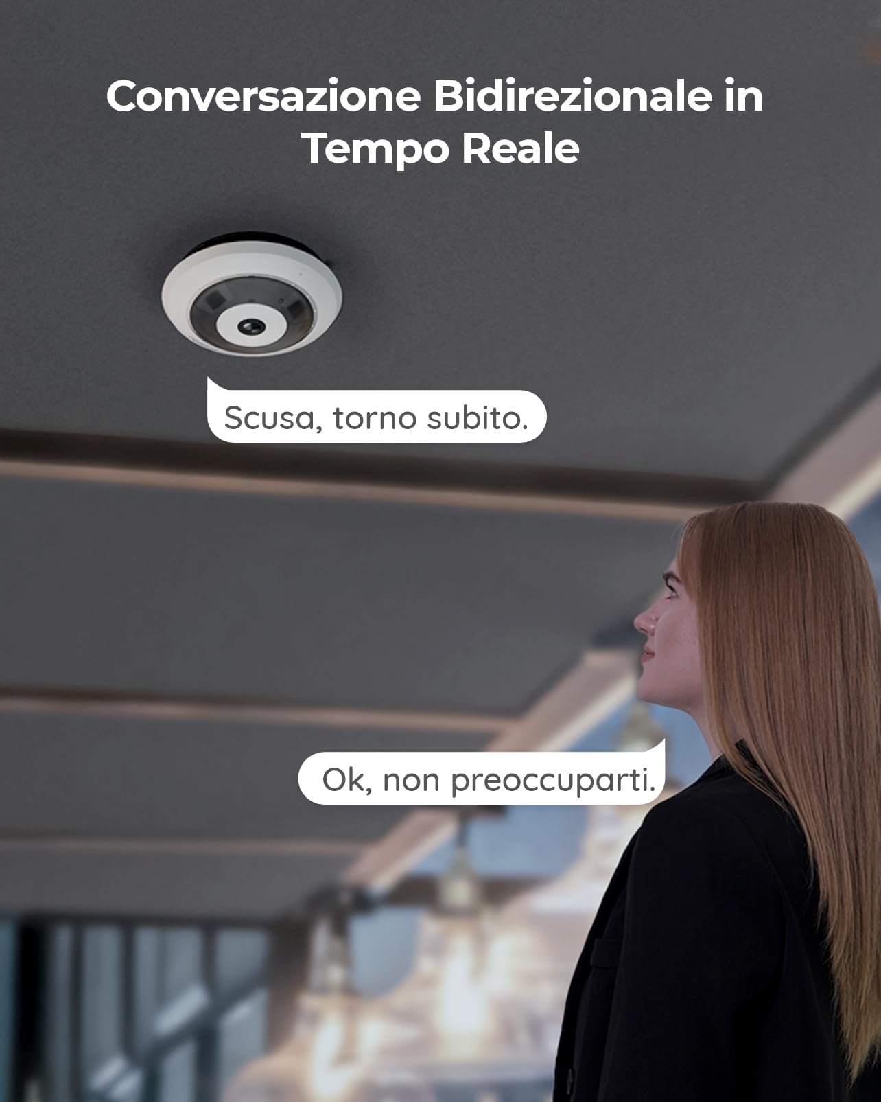 Reolink 2K+ Telecamera WiFi Interno con Panorama a 360°, Telecamera Fisheye Wi-Fi 2.4/5GHz