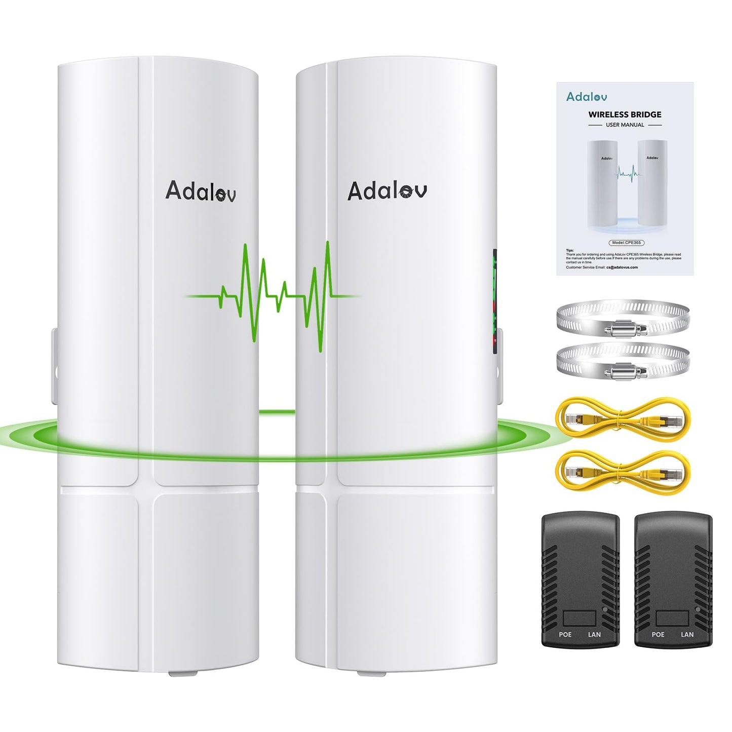 Adalov CPE365 Ponte Wireless, Ponti WiFi Gigabit da 3 km con Porta LAN da 1000 Mbps