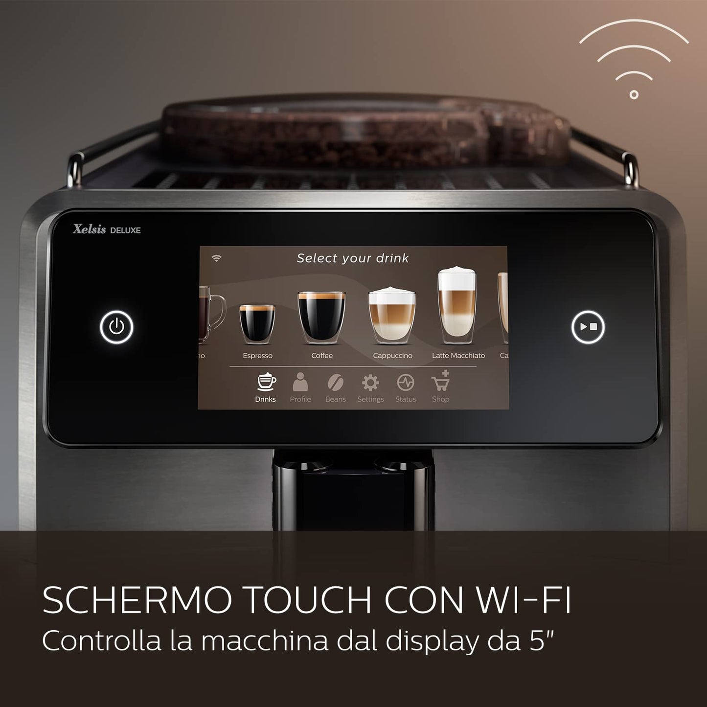 Phillips Saeco Xelsis Deluxe Macchina da Caffè Automatica - Wi-Fi Integrato, Macinacaffè in Ceramica (SM8785/00)