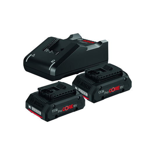 Bosch Professional 1600A01BA3 Set Iniziale 2 X Procore 4.0 Ah, Caricabatteria Gal 18V 40, Nero