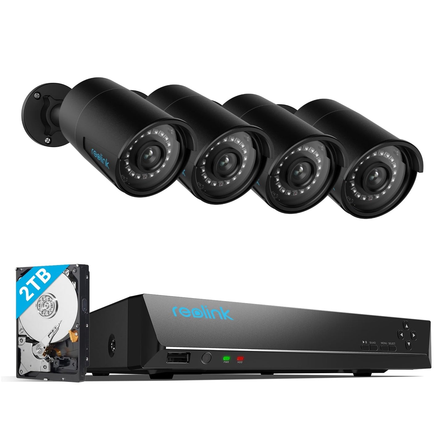 Reolink 5MP PoE Kit Videosorveglianza Esterno, 4K NVR 8CH 2TB + 4x 5MP Telecamera RLK8-410B4-5MP