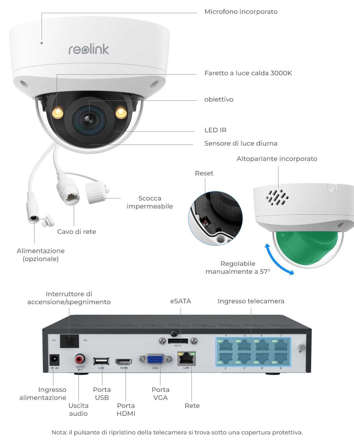 Reolink PoE 12MP Kit Telecamere Videosorveglianza, IK10 Antivandalo, Grandangolo a 145° RLK8-1200V4