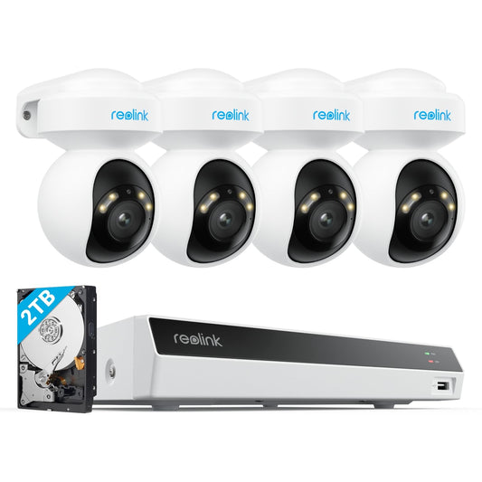 Reolink 4K PoE Kit Videosorveglianza Esterno, Panoramica 355° e Inclinazione 50° RLK8-800PT4