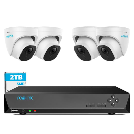 Reolink 5MP Kit Videosorveglianza Poe, NVR 8CH 4K 2TB + 4X 5MP Telecamere Esterno RLK8-520D4-5MP