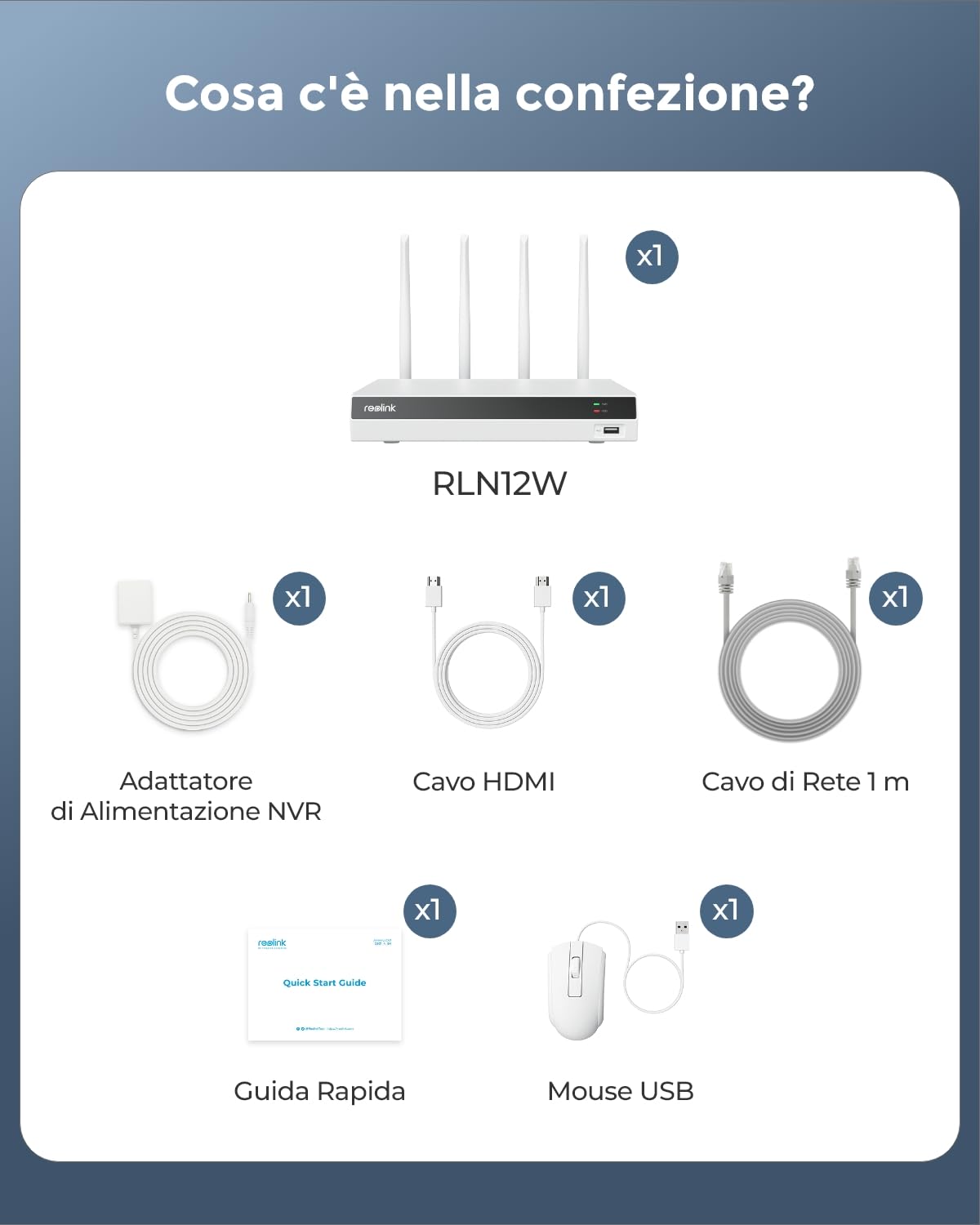 Reolink 4K NVR Wi-Fi 6, 12 Canali con 2TB HDD, Videoregistratore Cablato Supporta Telecamera Esterno & Interno RLN12W