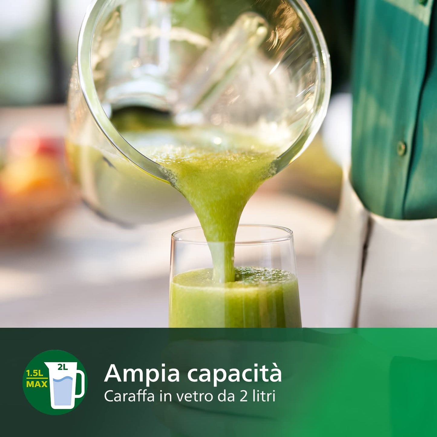 Philips Frullatore per Frullati e Smoothie - 1000W, Caraffa in Vetro da 2L, ProBlend Crush (HR3573/90)