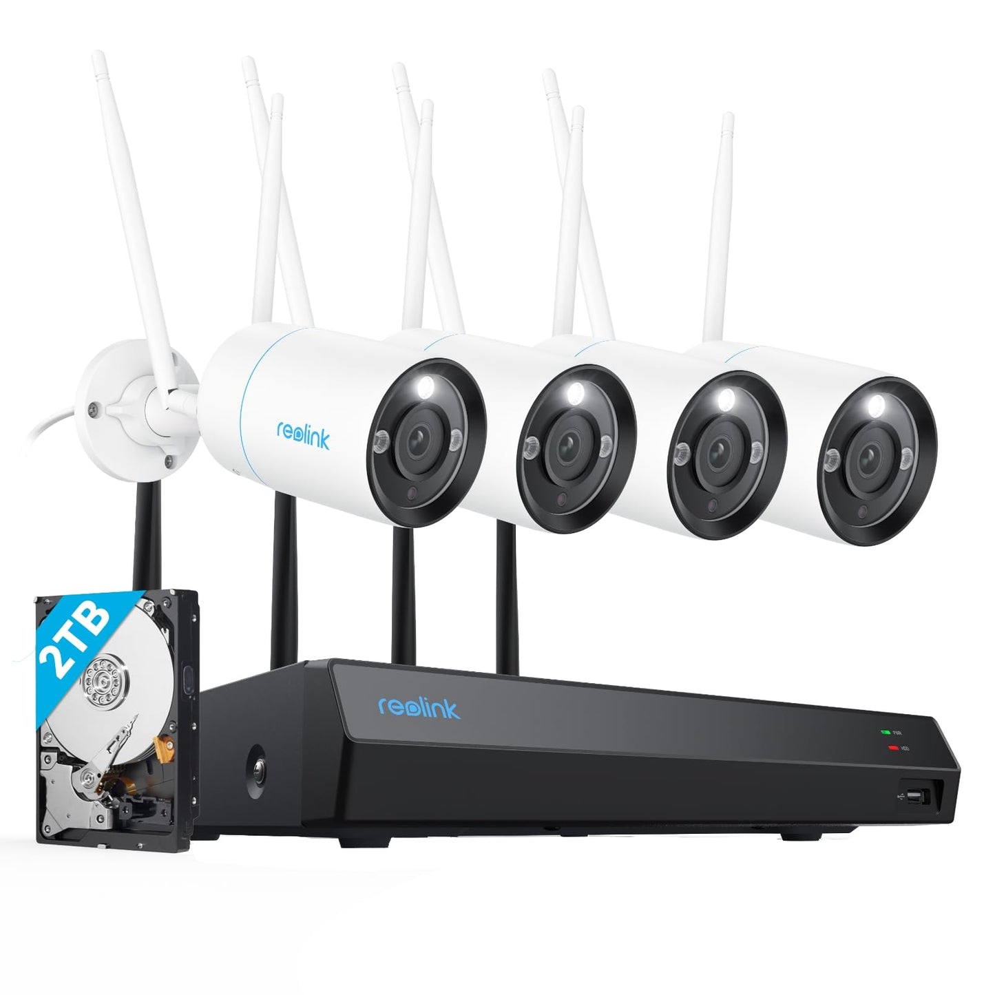 Reolink 4K Kit Videosorveglianza Wi-Fi 6, Telecamera Wi-Fi Esterno + NVR WiFi 12CH 2TB, RLK12-800WB4