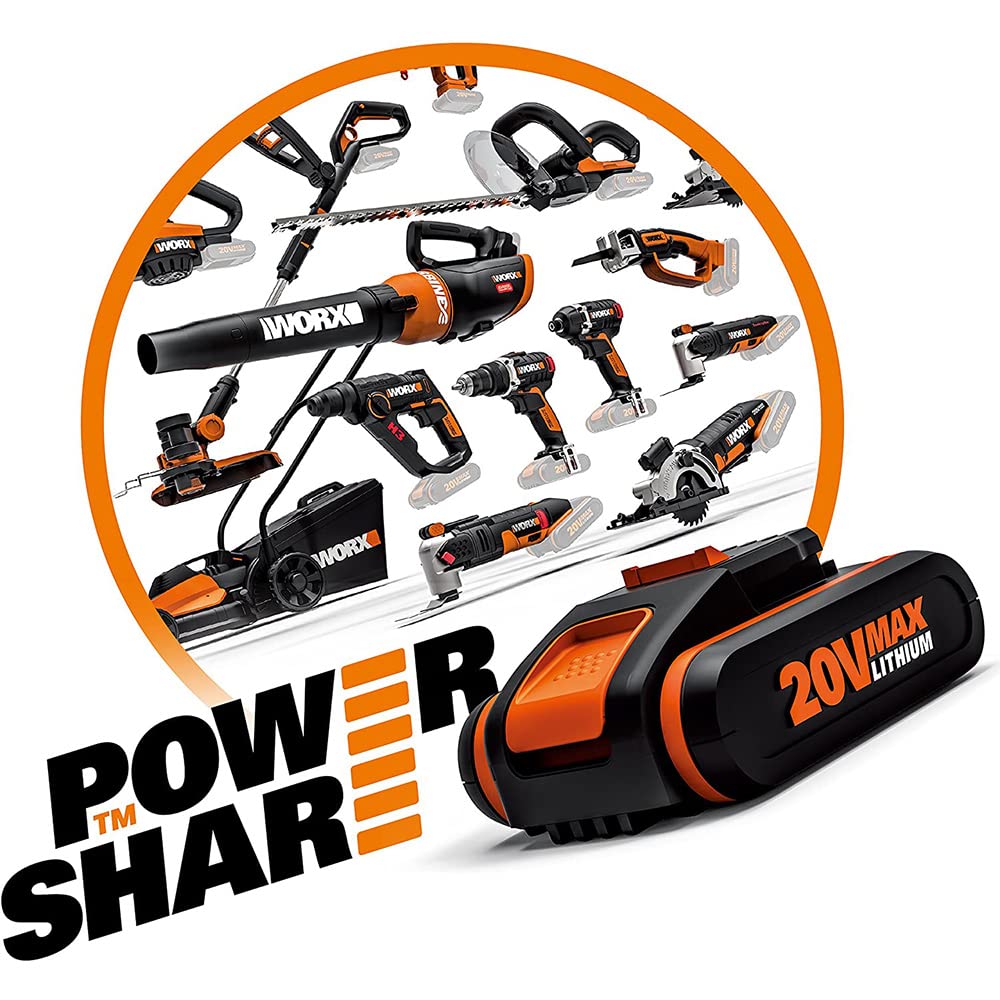 Worx WA3604 Kit 1 Carica Batteria Rapido + 1 Batteria Power Share 20V/4.0Ah agli Ioni di Litio