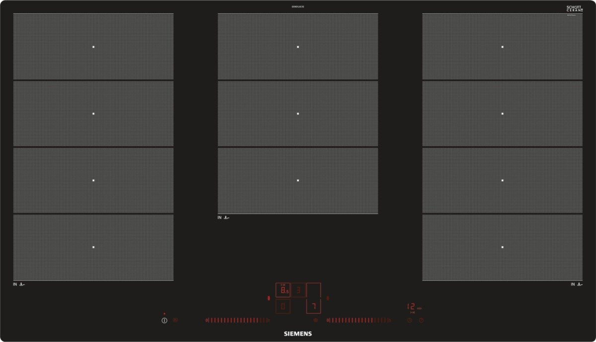 Siemens EX901LXC1E iQ700 - Piano cottura elettrico, in vetroceramica, 89,2 cm, funzione Power Boost