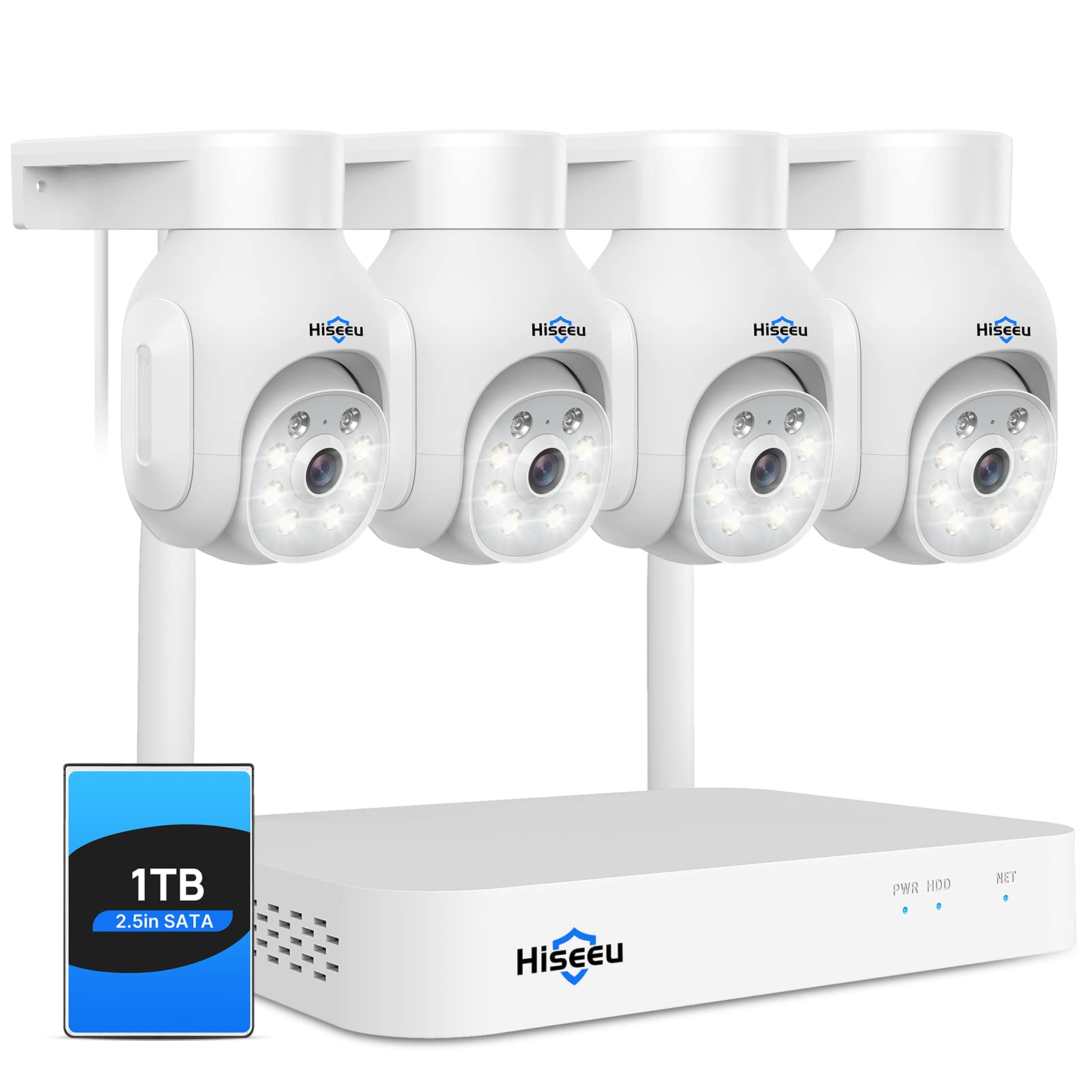 5MP PTZ+10CH Mini NVR】Hiseeu 5MP Kit Videosorveglianza PTZ WiFi Esterno con 1TB HDD NVR