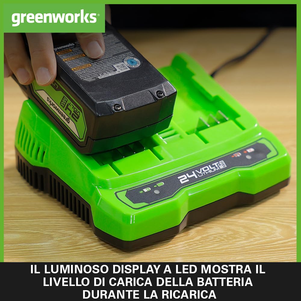 Greenworks Batterie 24V e Caricabatterie Doppio Slot  G24B4 & G24X2C