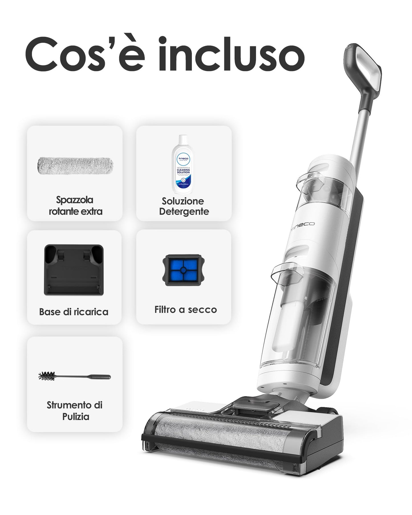 Tineco iFloor 3 Breeze Plus Aspirapolvere Senza Fili per Secco e Umido, Lavapavimenti e Mocio