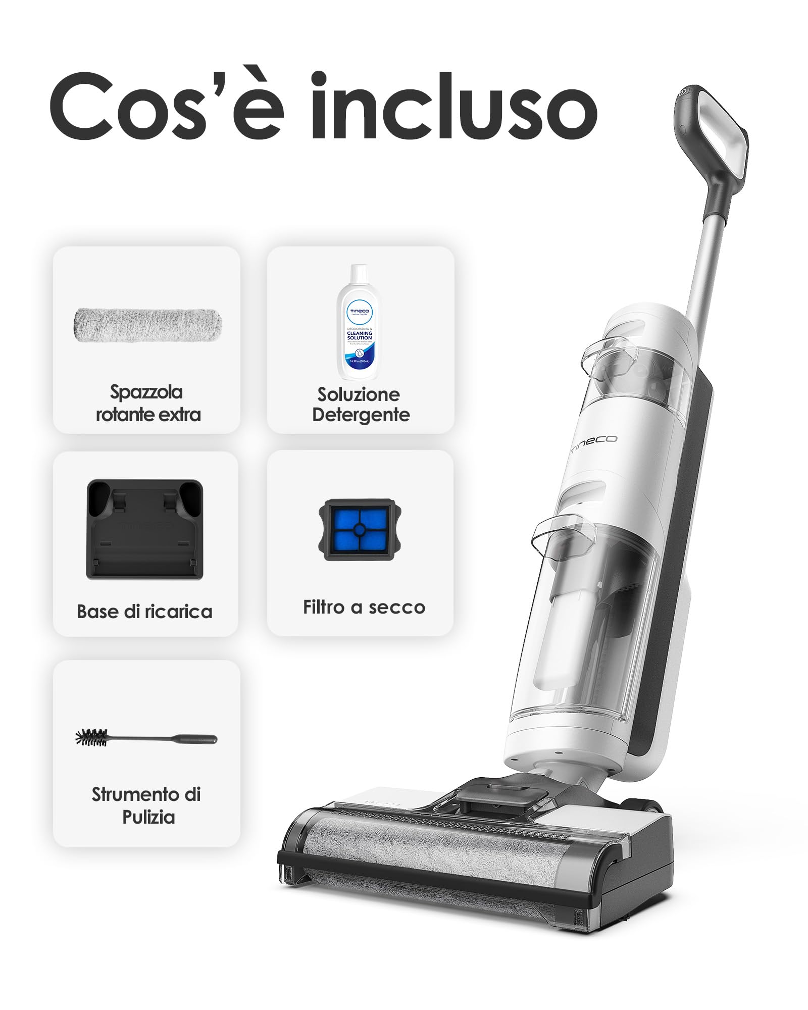 Tineco iFloor 3 Breeze Plus Aspirapolvere Senza Fili per Secco e Umido, Lavapavimenti e Mocio