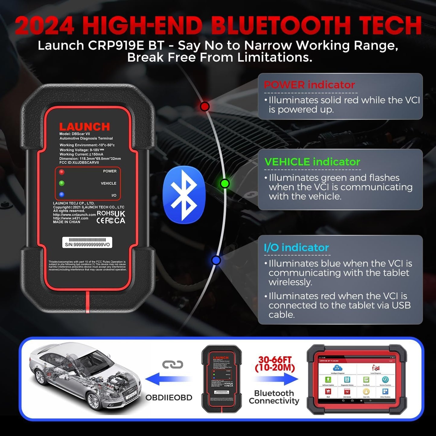 LAUNCH CRP919EBT Bluetooth OBD2 Auto Diagnostica per Sistema Completo Diagnosi professionale