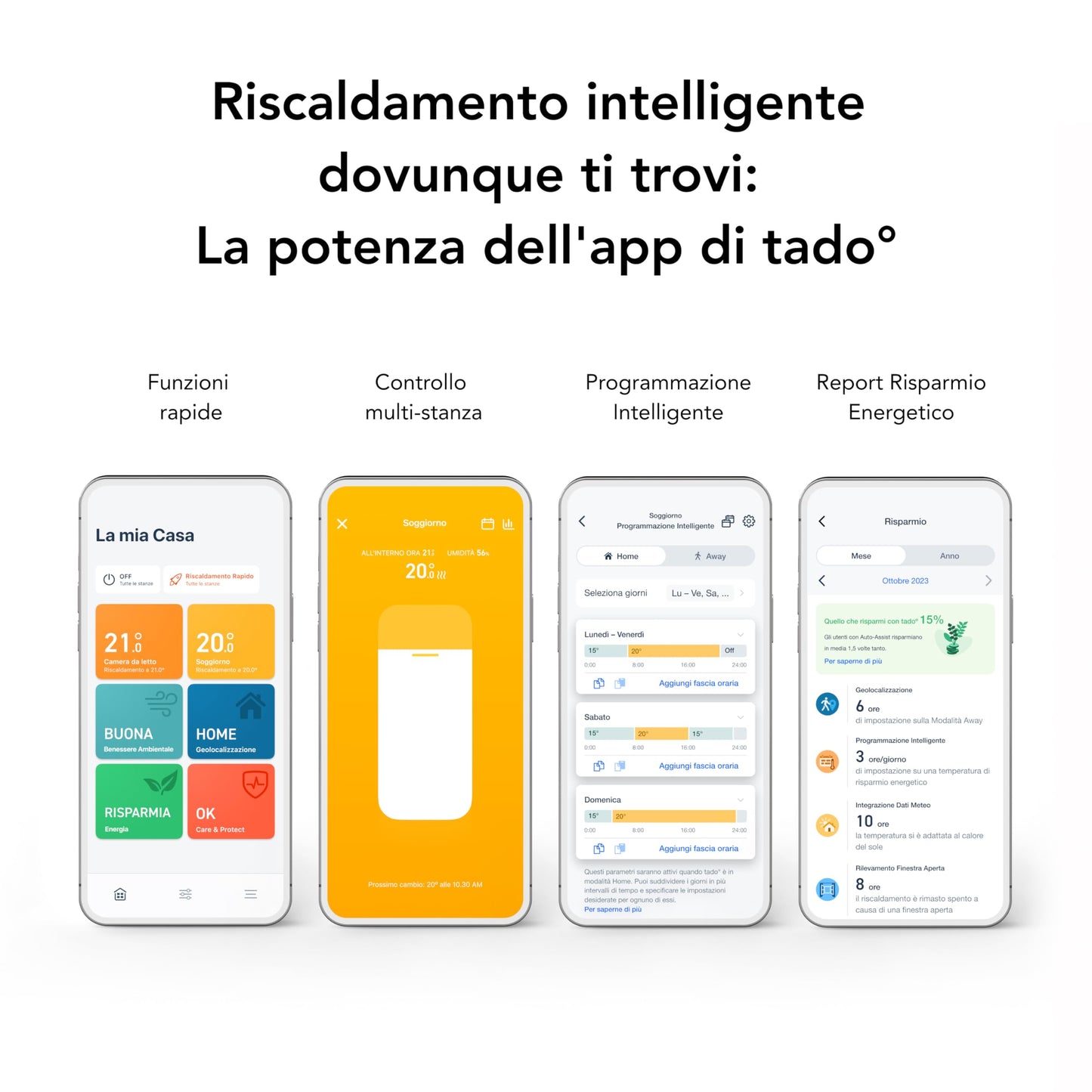 tado° termostato intelligente X – Trio Pack, controllo del riscaldamento tramite app e smart speaker, tado° V3+