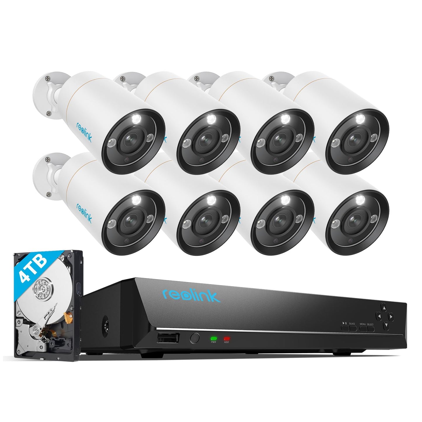 Reolink 12MP Kit Videosorveglianza PoE, NVR 16CH 4TB e 8x Telecamera Esterno Interno, RLK16-1200B8-A