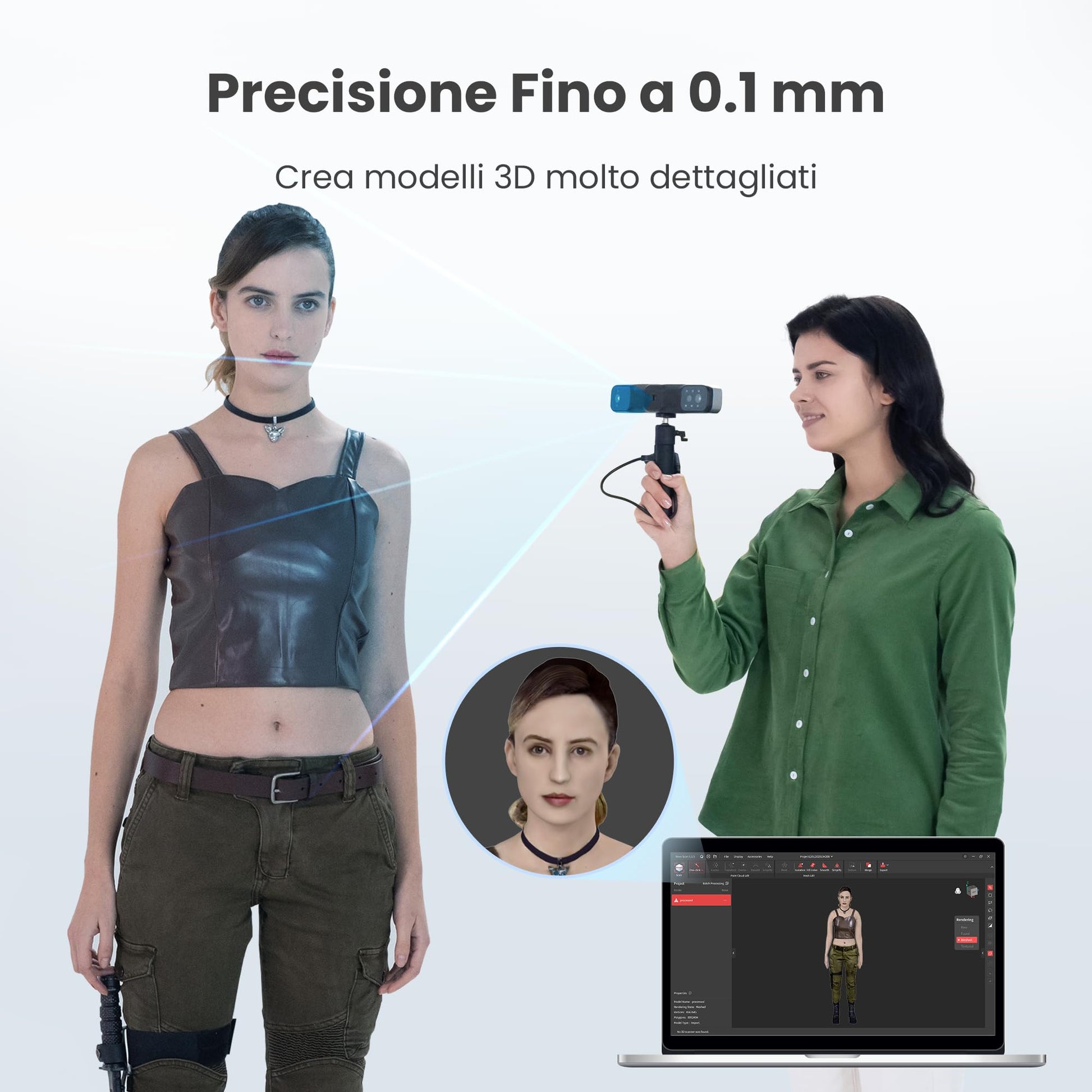 Scanner 3D Revopoint RANGE 2 Scanner per modelli 3D Telecamera RGB integrata