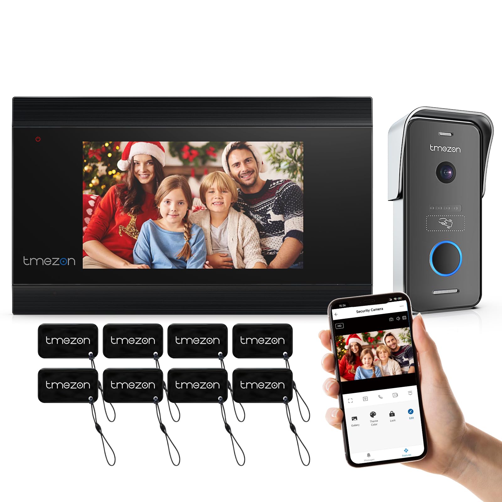 TMEZON KIT Videocitofono Wifi 2 fili con 7 pollici Touchscreen1080P Campanello esterno con telecamera MZ-M710