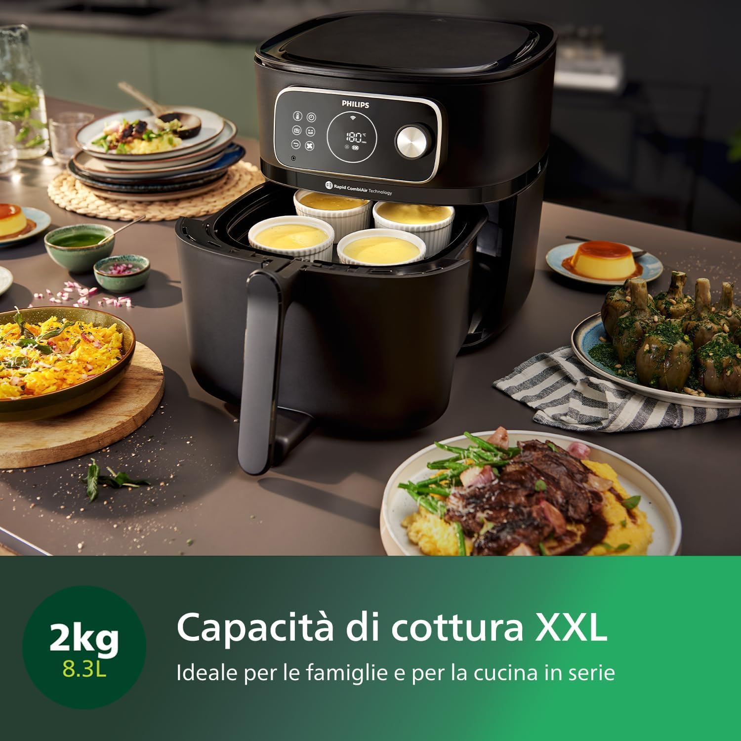 Philips Airfryer Combi Serie 7000 XXL - 8,3L (2 kg), Airfryer 22-in-1, Connesso al WiFi,