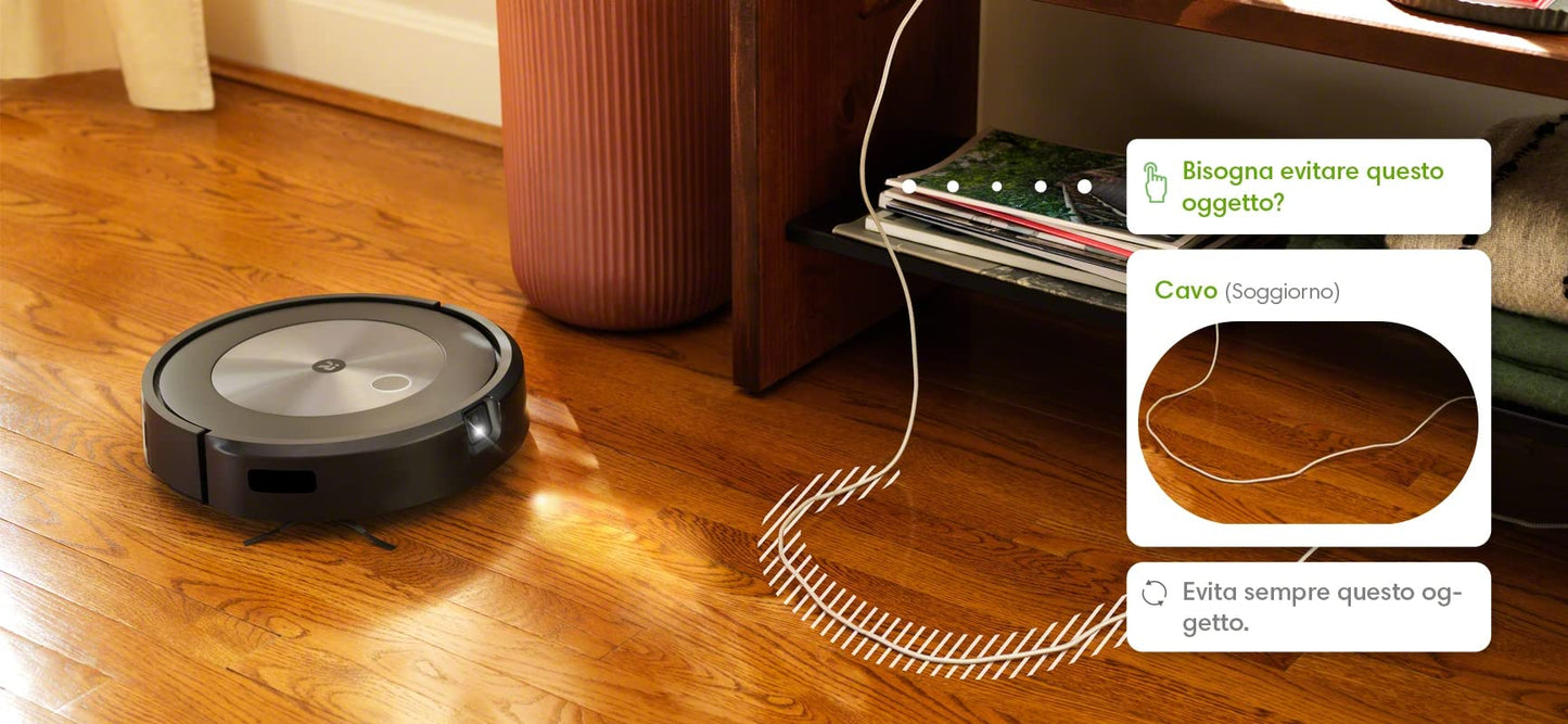 iRobot Roomba J7, Robot Aspirapolvere, Mappatura Intelligente, Rilevamento Ostacoli, Wi-Fi