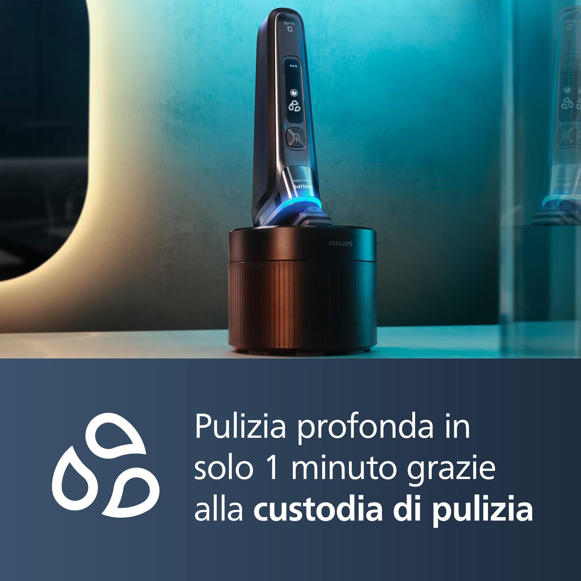 Philips Shaver S9000 - Rasoio elettrico Wet & Dry uomo, tecnologia Lift & Cut e SkinIQ, (modello S9976/63)