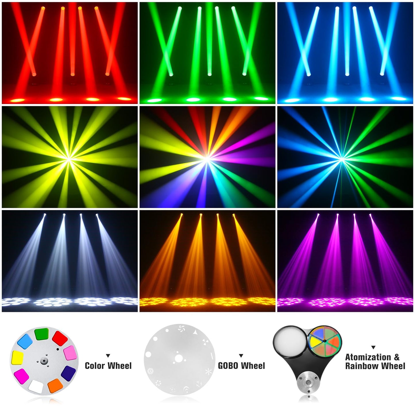 200W Teste Mobili RGBW LED Fascio Luci Palcoscenico, Focus Elettronico 14 Patterns dmx512 Luce Festa 18 Prismi