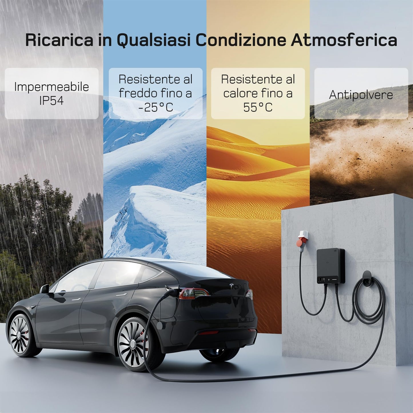 dé Wallbox 11kW [10m, 6-16A, Trifase] Colonnina Stazione Ricarica Auto Elettrica con APP e RFID per byd e altri