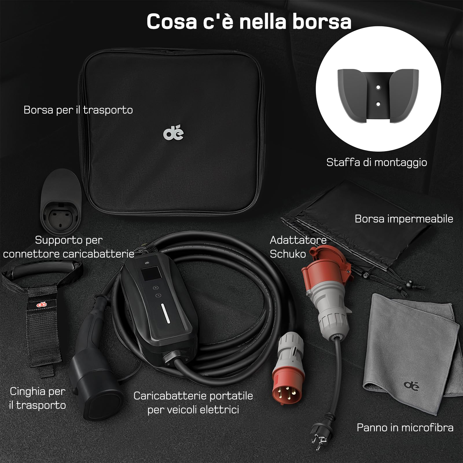 dé Wallbox 11kw [trifase| 10m| 6-16A] Cavo Ricarica Auto Elettrica Tipo 2 con Potenza di Ricarica Regolabile per byd e altri