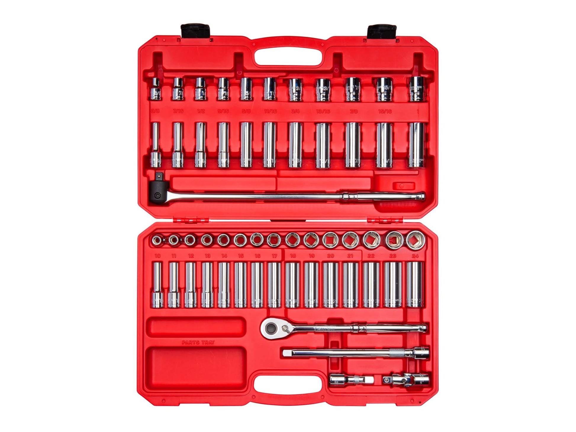 TEKTON SKT25301 - Set di chiavi a bussola e cricchetto, attacco da 1/2", 57 pezzi (3/8-1", 10-24 mm)