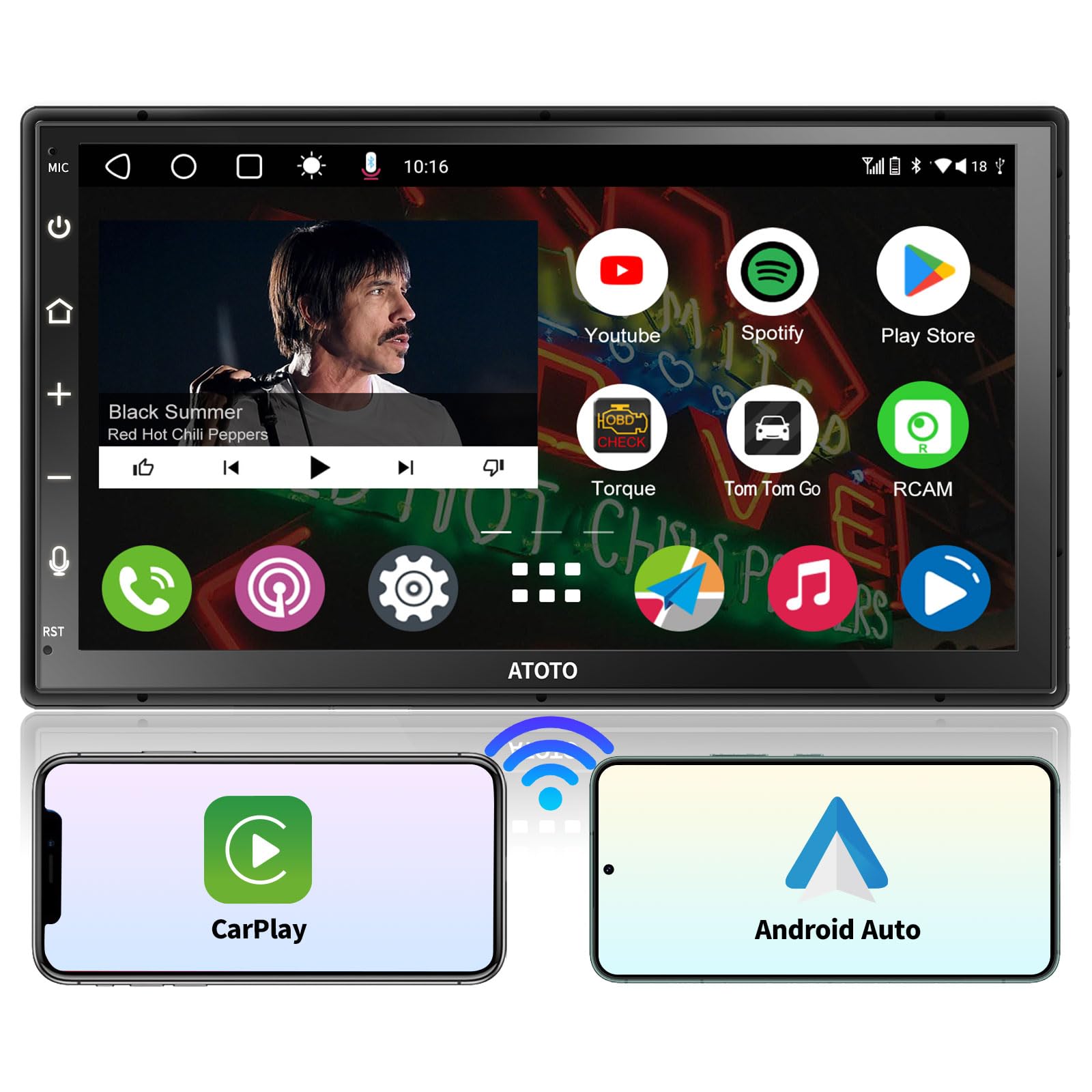 ATOTO A6PF 2G+32G Android Autoradio 2 DIN, DAB+ Radio Bluetooth 7 Pollici QLED Touchscreen A6G2B7PF