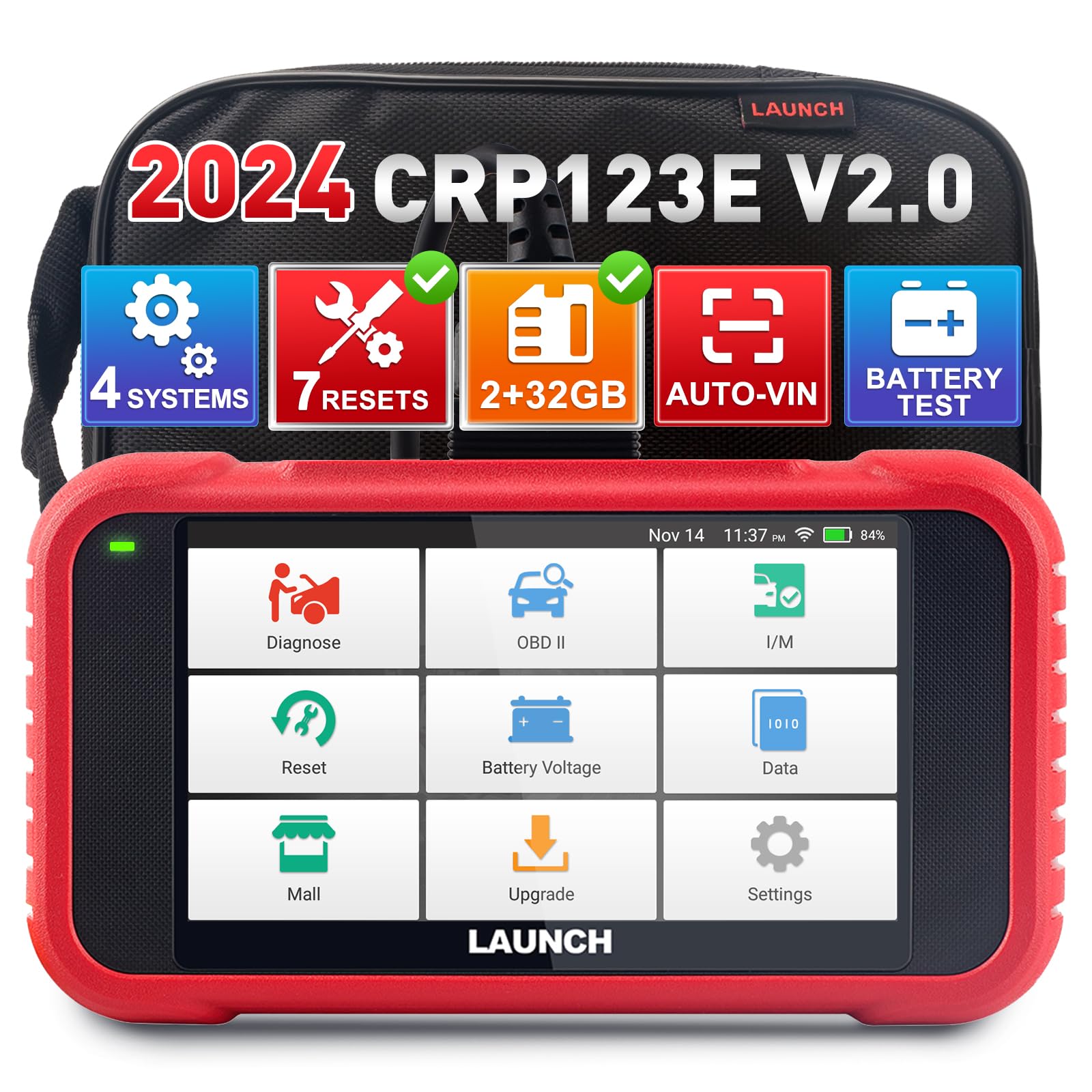 LAUNCH CRP123E V2.0 OBD2 Diagnosi Auto Multimarca con 4 Sistemi e 7 Funzioni di Reset