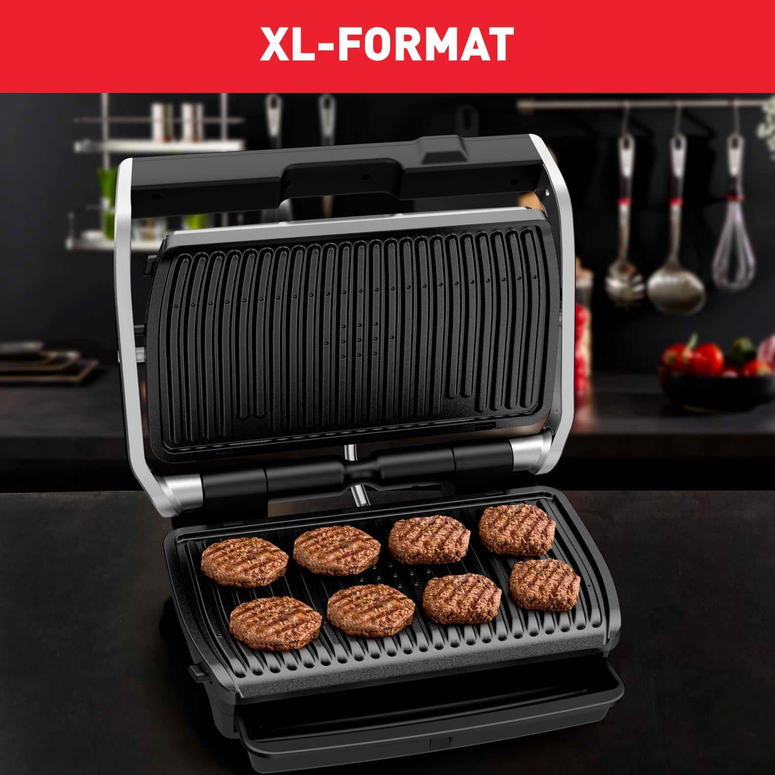 Tefal OptiGrill Elite XL, griglia elettrica ricettario GC760D12, Inox