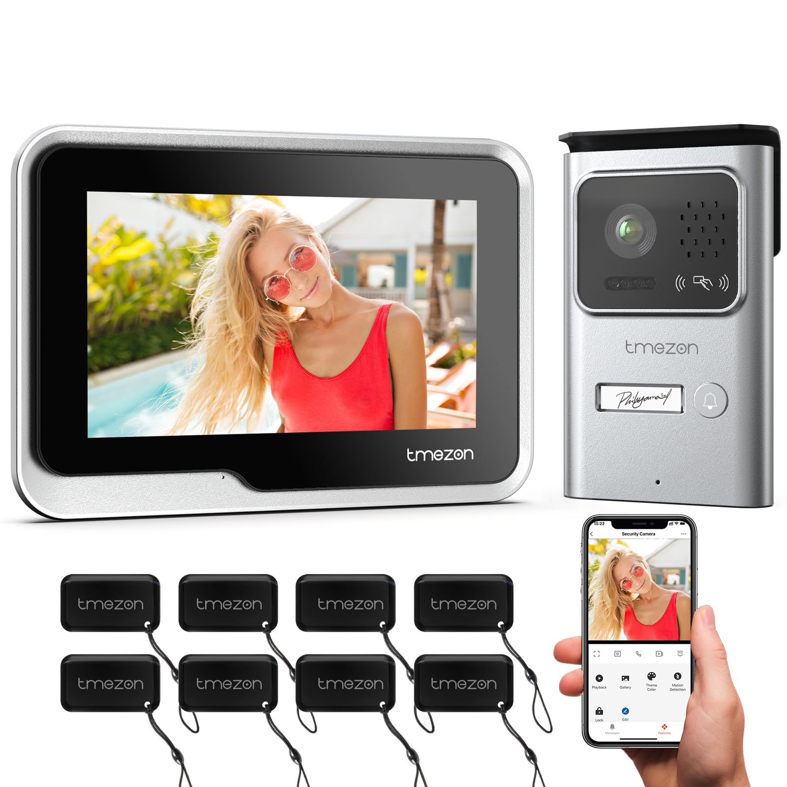 TMEZON MZ-M730 Videocitofono WiFi Monofamiliare, 7’’ Monitor Touchscreen con Video doorbell Esterno