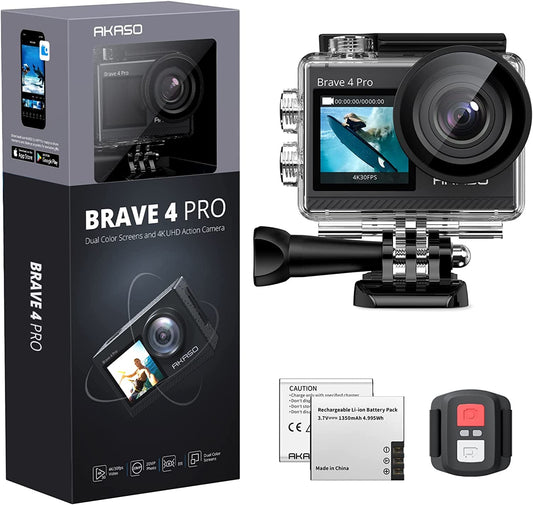 AKASO Brave 4 Pro Action Cam 4K 40M Fotocamera Subacquea, Videocamera wifi