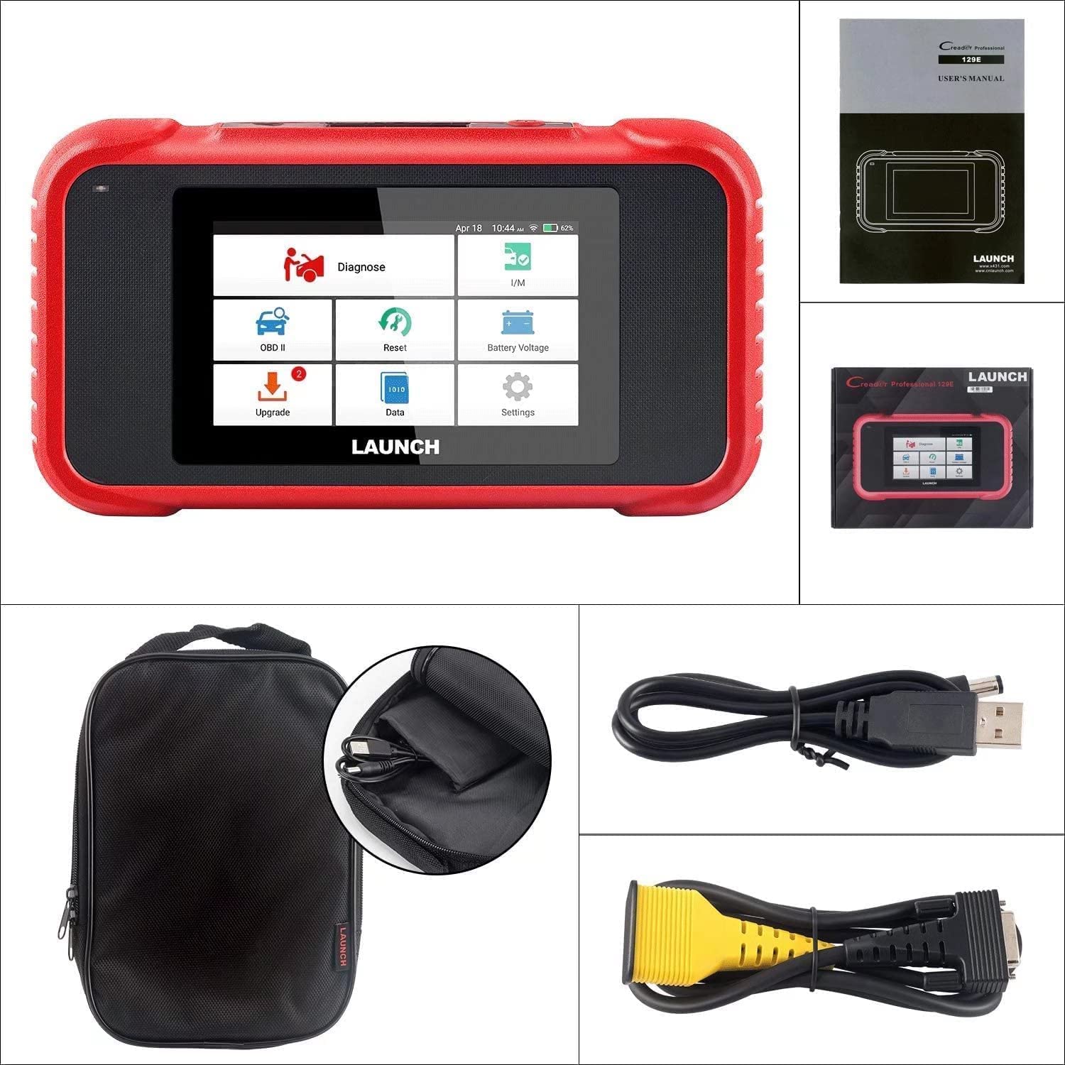 LAUNCH CRP129E OBD2 Lettore di codice con 4 sistemi + 8 servizi di riavvio, Diagnosi Auto multimarca con sistema motore ABS SRS Oil Reset Trasmissione TPMS EPB SAS DPF Iniettore Codifica BMS