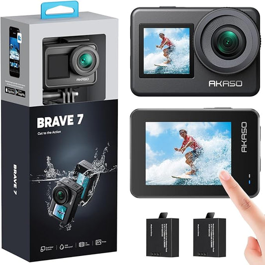 AKASO Brave 7 Action Cam 4K 30FPS 20MP, IPX8 Fotocamera Subacquea Stabilizzata Videocamera