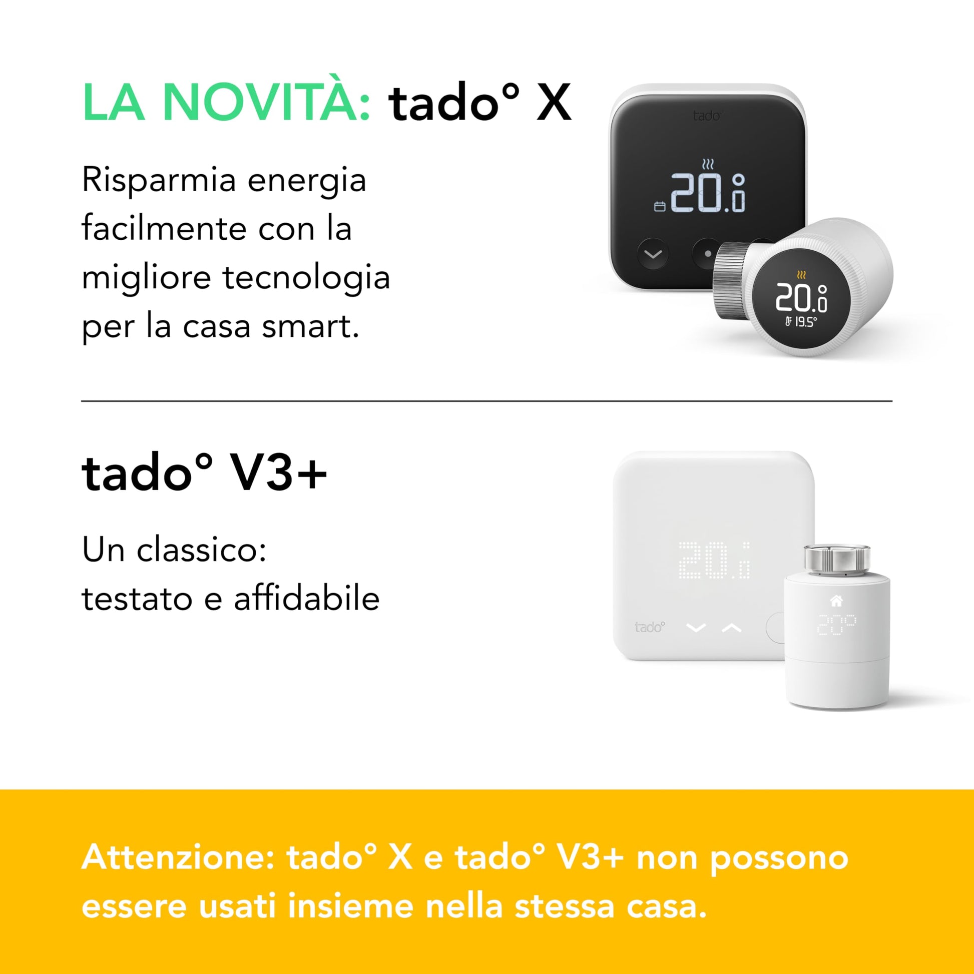 tado° termostato intelligente X – Trio Pack, controllo del riscaldamento tramite app e smart speaker, tado° V3+