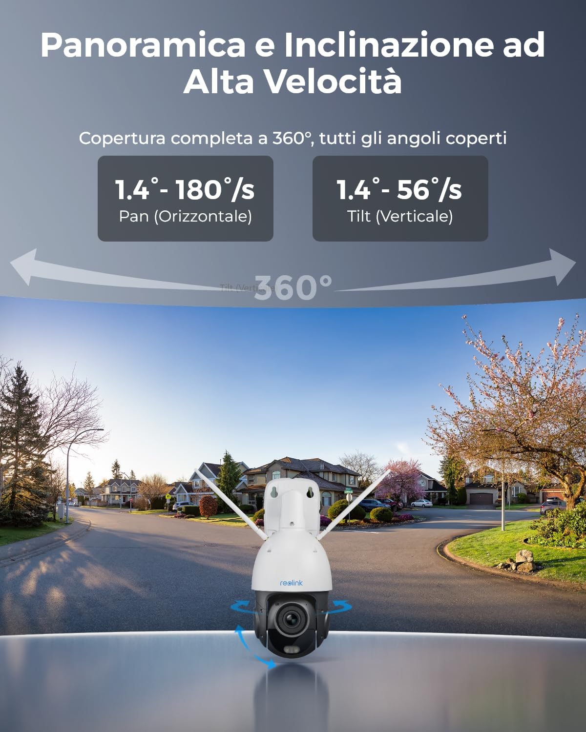 Reolink 4K 8MP Telecamera Wi-Fi Esterno con Zoom Ottico 5X, Pan 360° e Tilt 90° RLC-823S1W