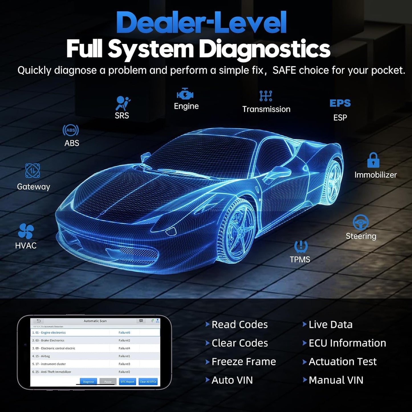 XTOOL A30M OBD2 Scanner Bluetooth, OBD2 Auto Diagnostica wireless con 21 reset,