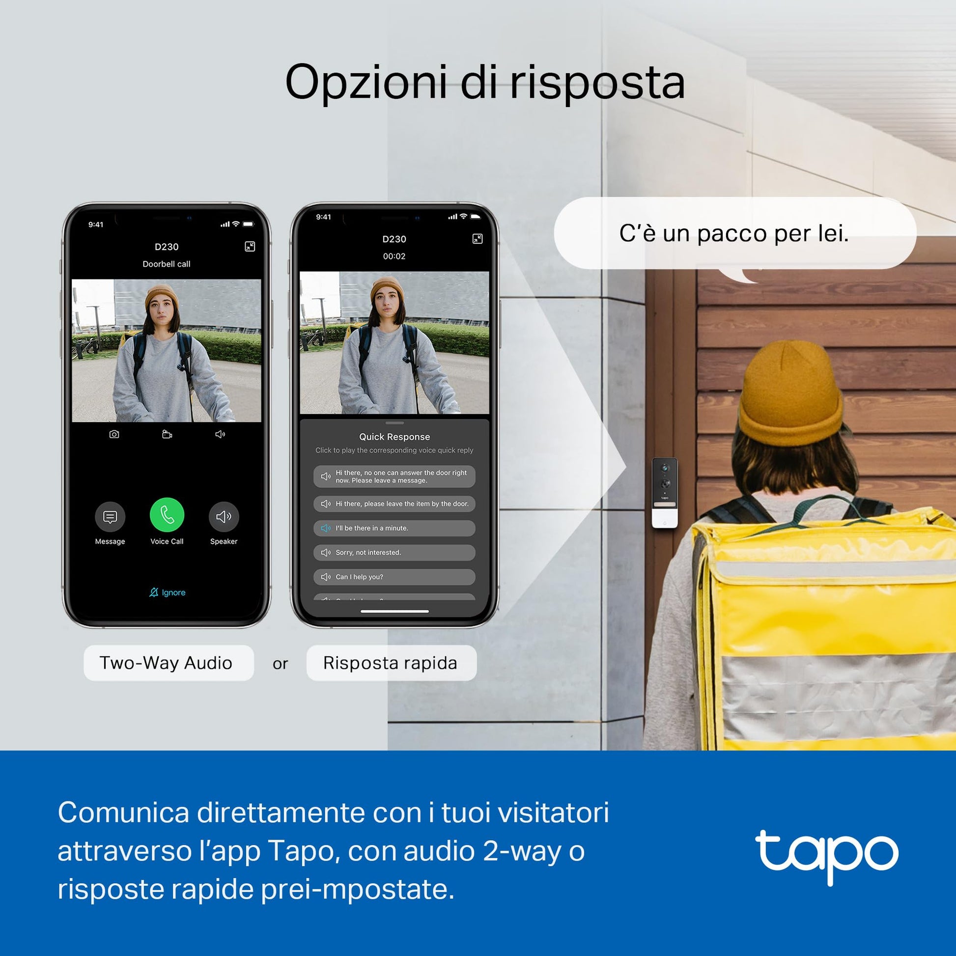 TP-Link Tapo D230S1 Video Doorbell Campanello, Visualizzazione Live 2K 5MP,