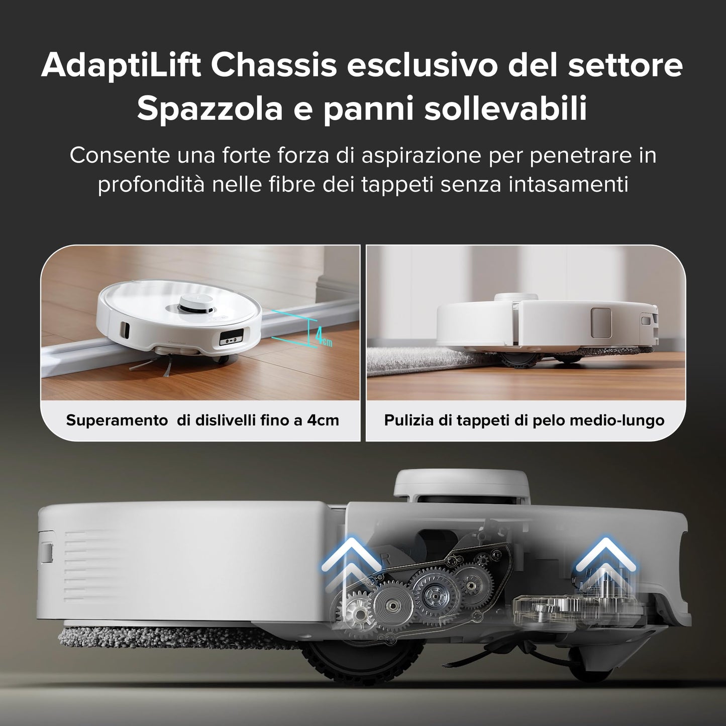 roborock Qrevo Curv con Spazzola Elevabile, Doppio Antigroviglio, Telaio AdaptiLift