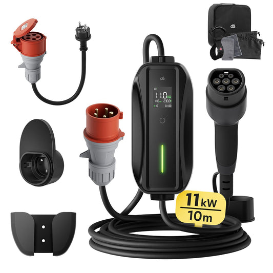 dé Wallbox 11kw [trifase| 10m| 6-16A] Cavo Ricarica Auto Elettrica Tipo 2 con Potenza di Ricarica Regolabile per byd e altri