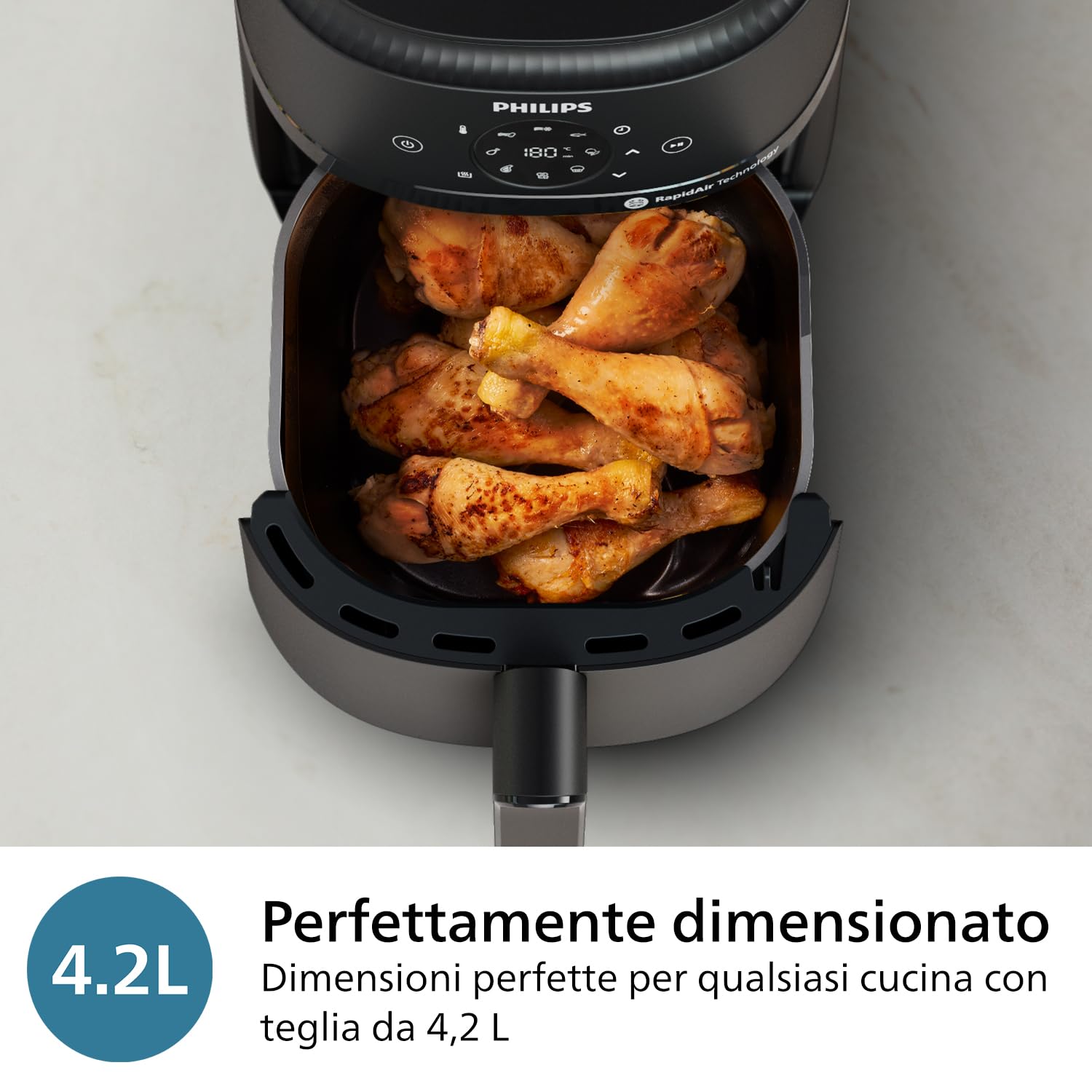 PHILIPS Airfryer Serie 2000 4,2L - 1500W, Nero (NA229/00)