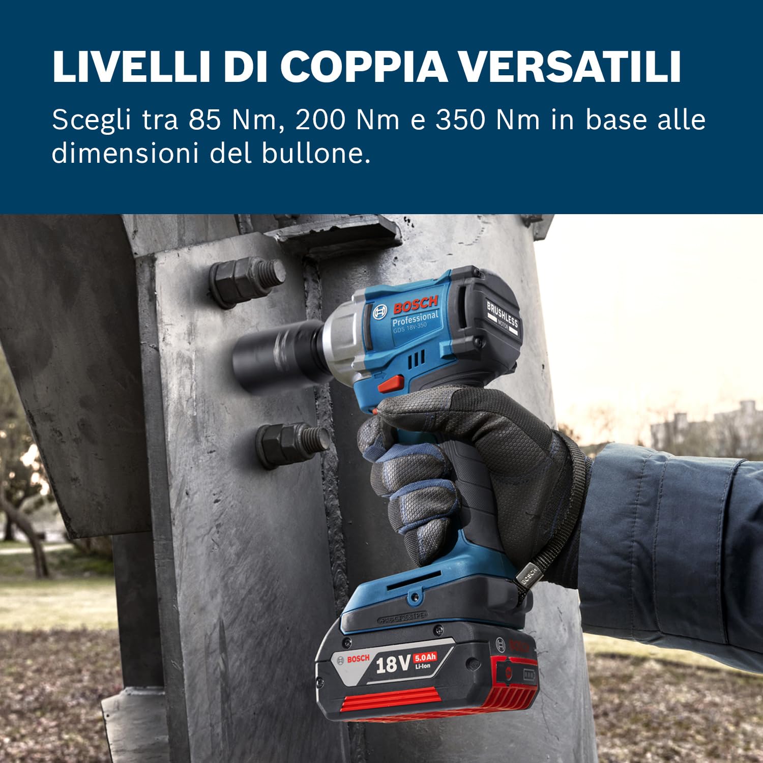 Bosch Professional 18V System Avvitatore a massa battente a batteria GDS 18V-350