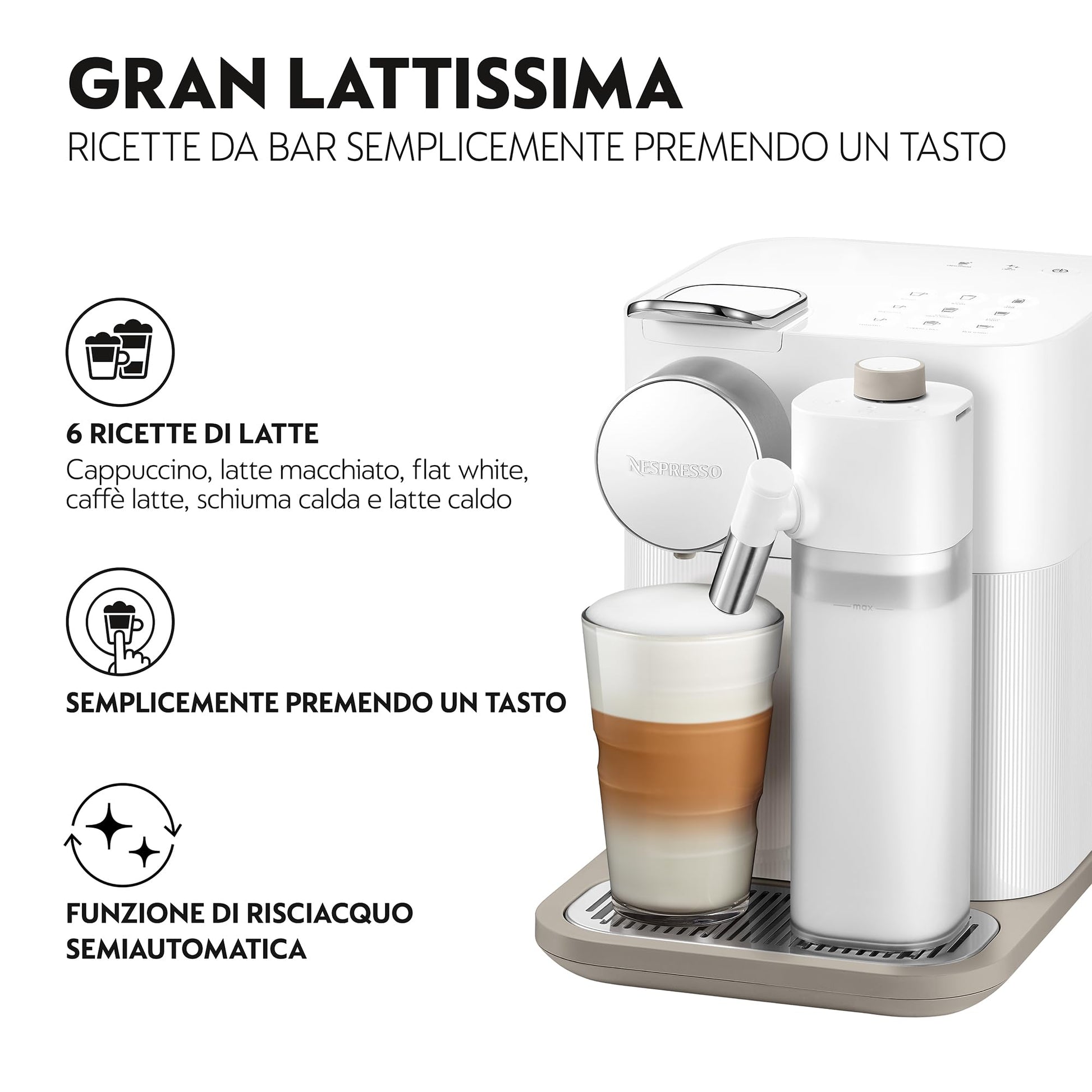 De'Longhi Nespresso Gran Lattissima EN640.W, Macchina per Caffè Automatica