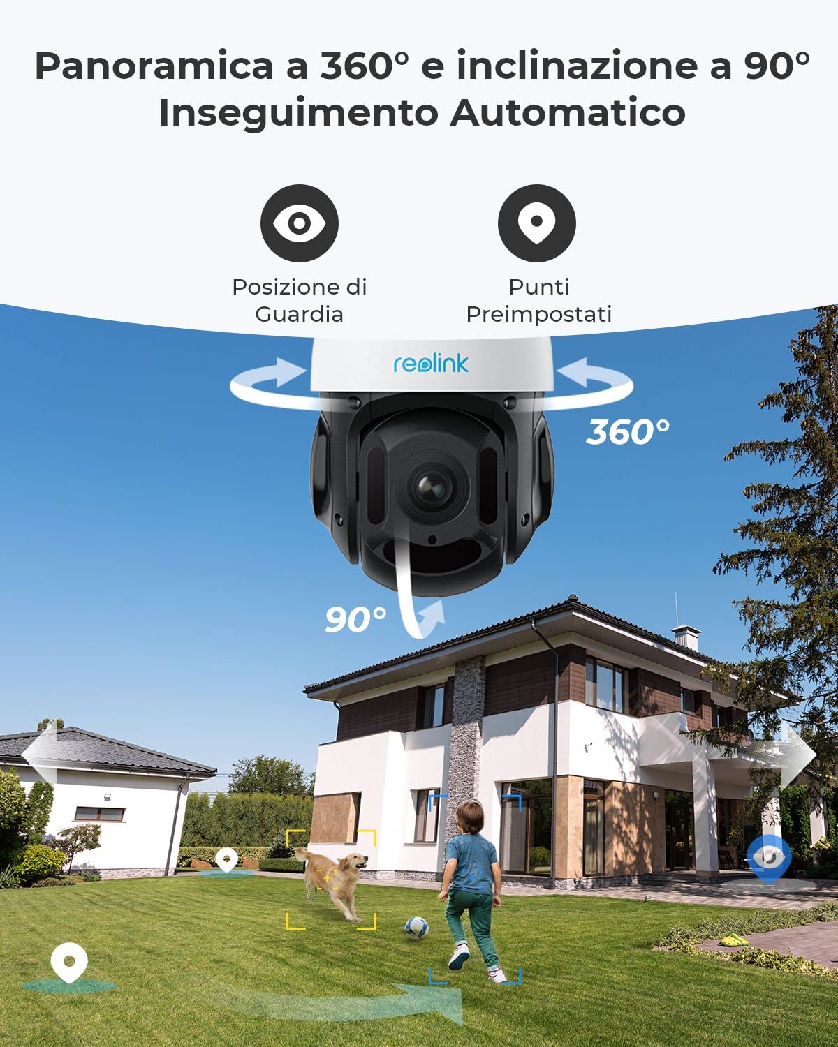 Reolink PoE Telecamera Esterno 4K PTZ, 16X Zoom Ottico, Panoramica 360° RLC-823A 16X