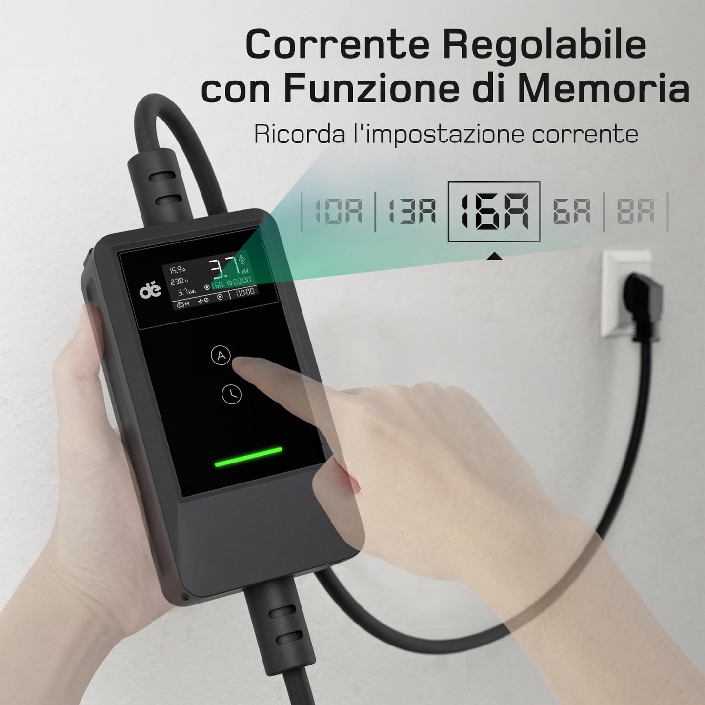 dé Cavo Ricarica Auto Elettrica Byd e altri Tipo 2 Schuko 3,7kW [15m | 6/8/10/13/16A]